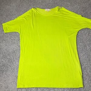 Michael Michael Kors Women Neon Lime Green Cold Shoulder Top Silver Hardware M